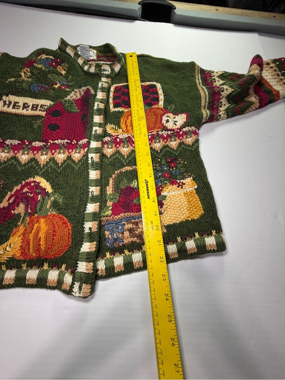 Heirloom Collectibles Harvest Cardigan Sweater Pumpkin Rooster Cottagecore L - Picture 6 of 7
